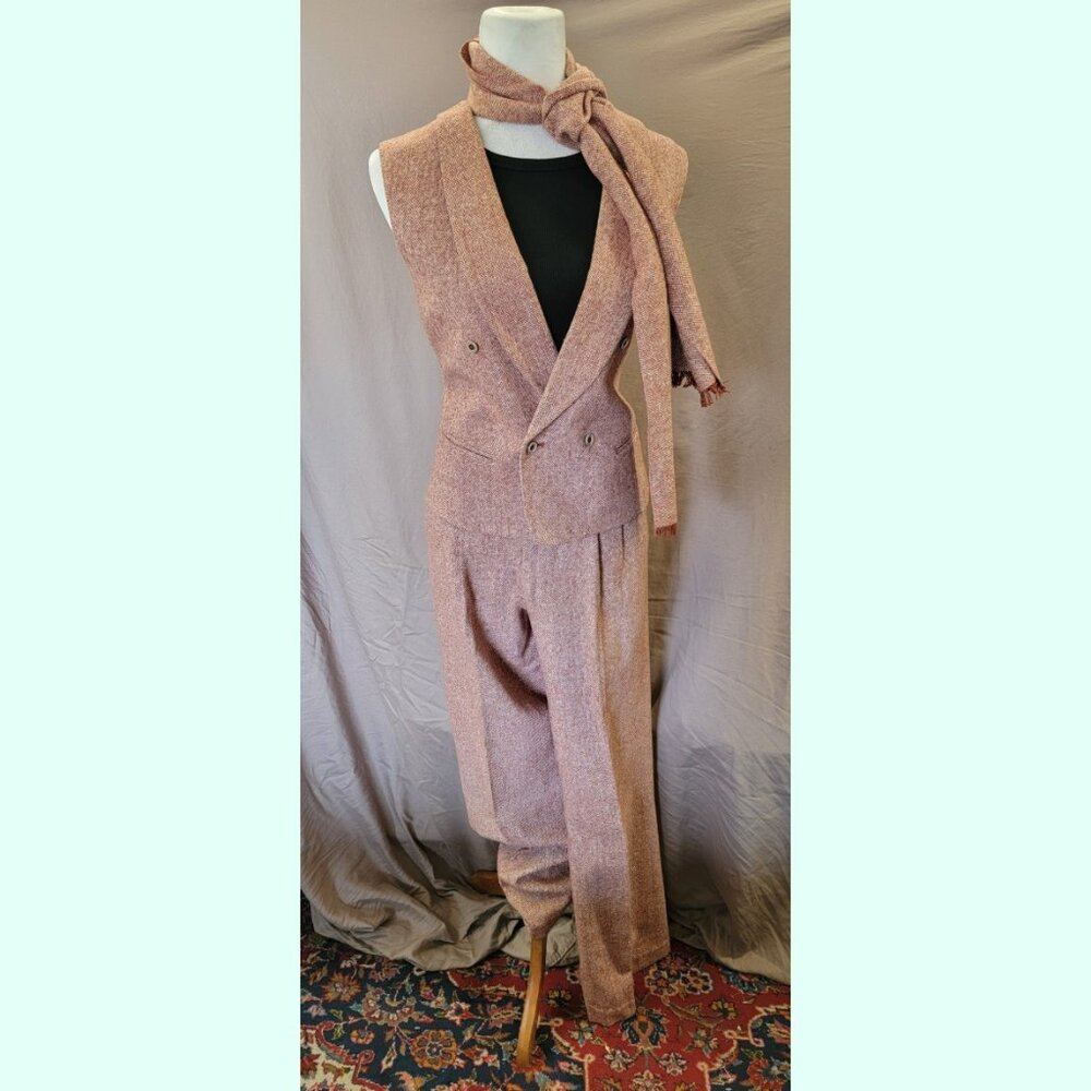 FABULOUS 3-PIECE VINTAGE TWEED SUIT 1970'S ERA - Picture 2 of 11
